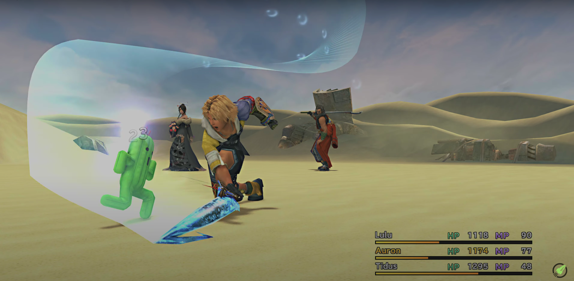 Tidus Attacks Cactuar in Sanubia Desert Central FFX