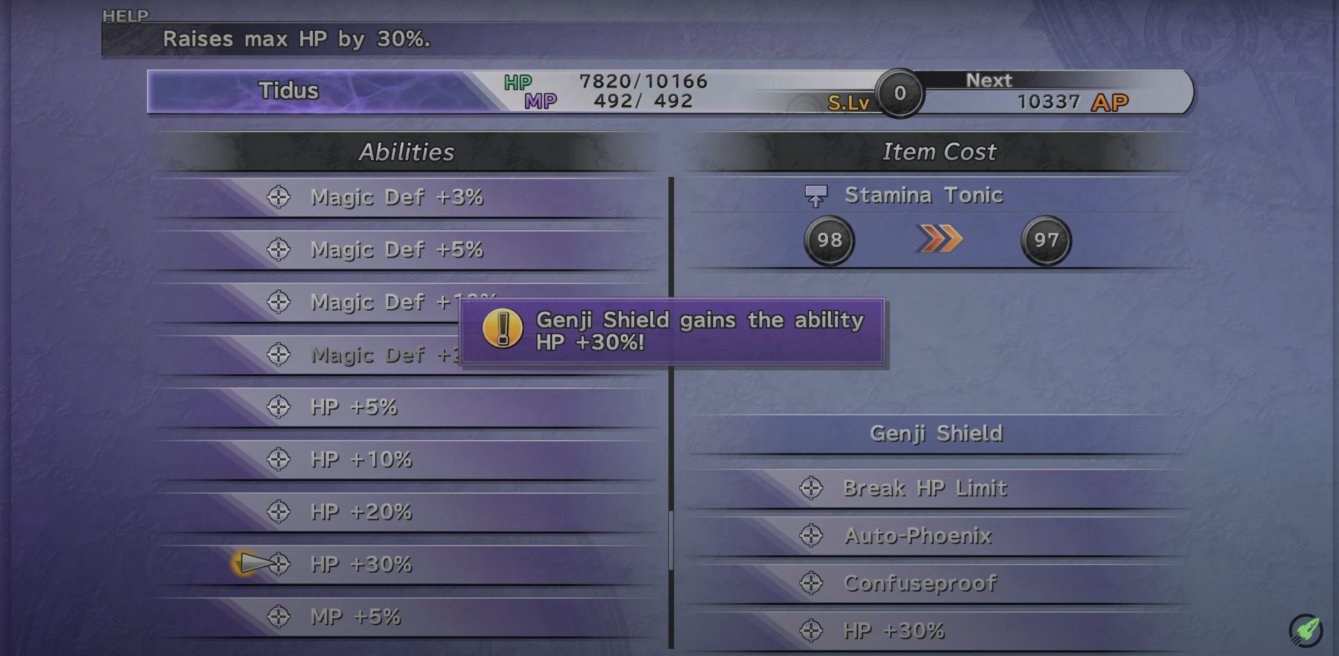 Calm Lands Arena Armor Customisation FFX