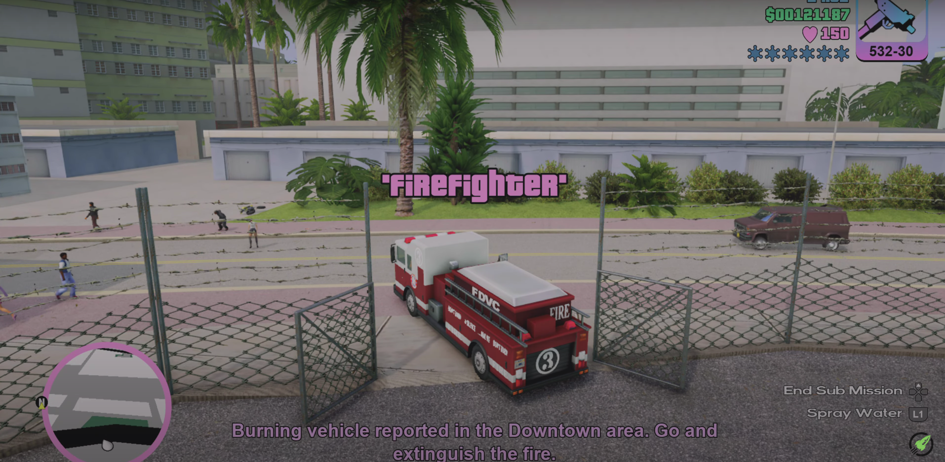 GTA Vice City Vehicle Sub-Mission Firefighter Fire Truck Mission Level 16 Reached